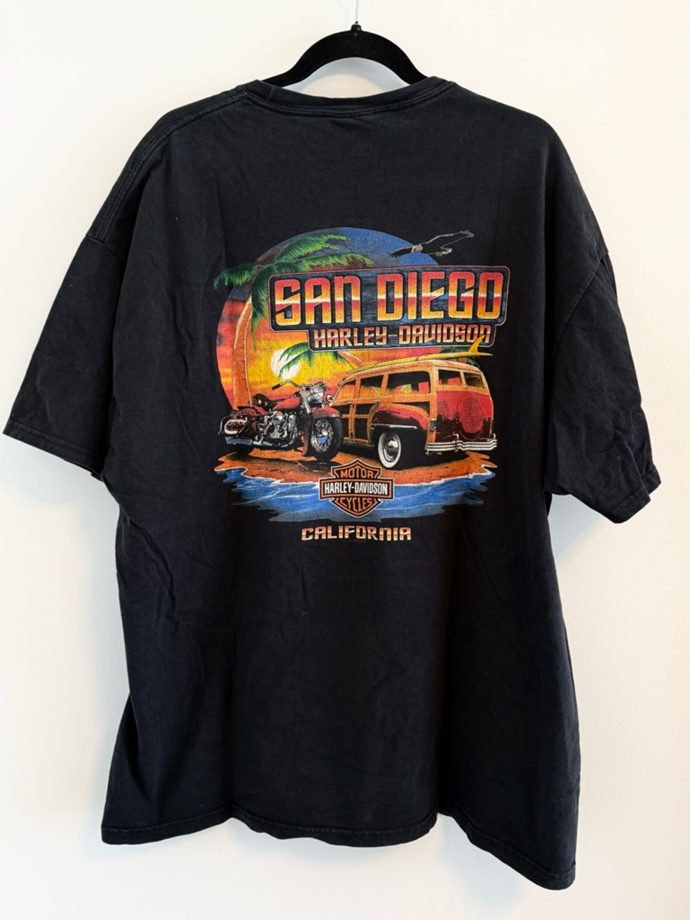 Harley-Davidson Black Tee with Multicolor San Diego Graphic